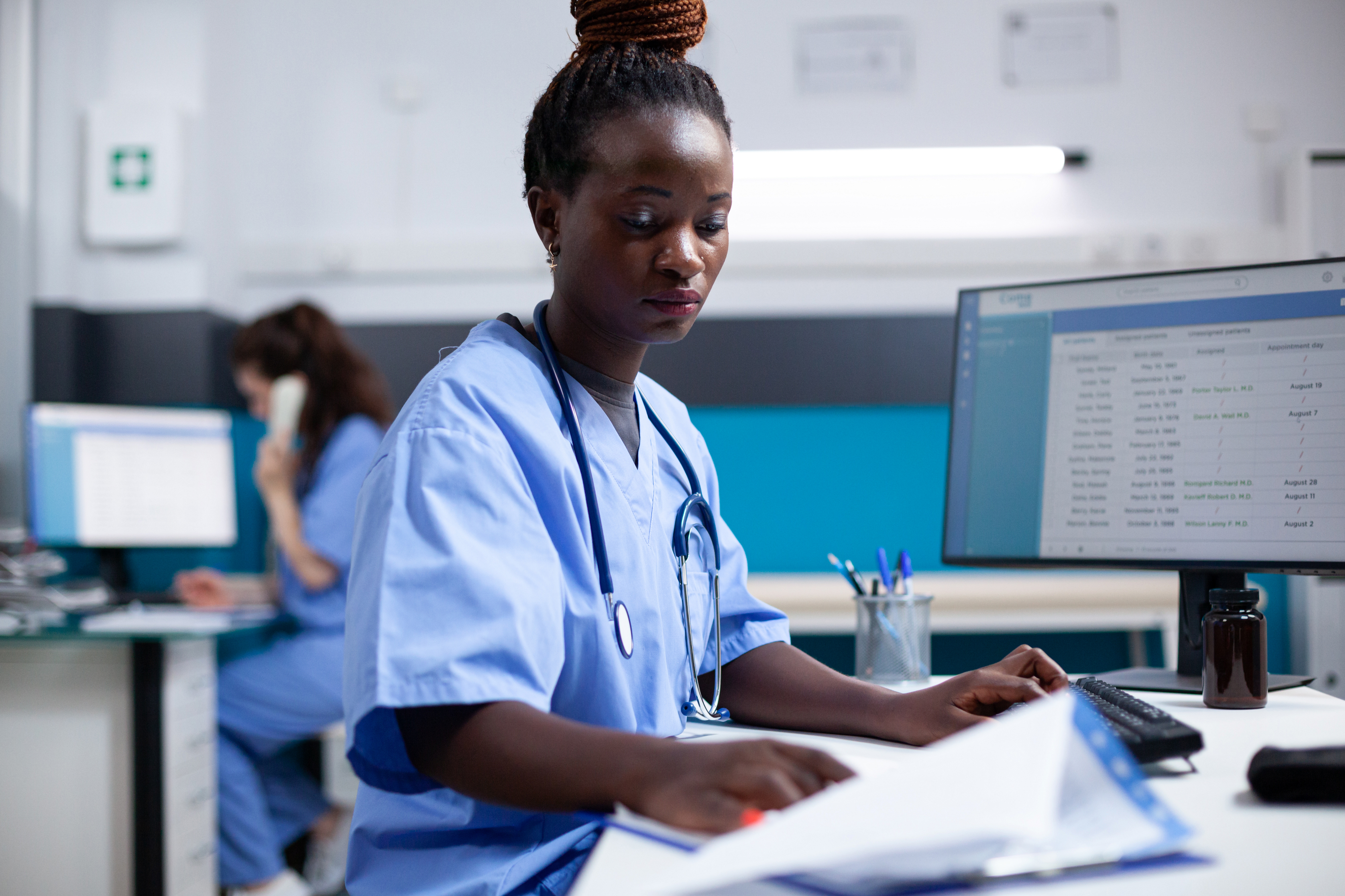 Nurse at computer